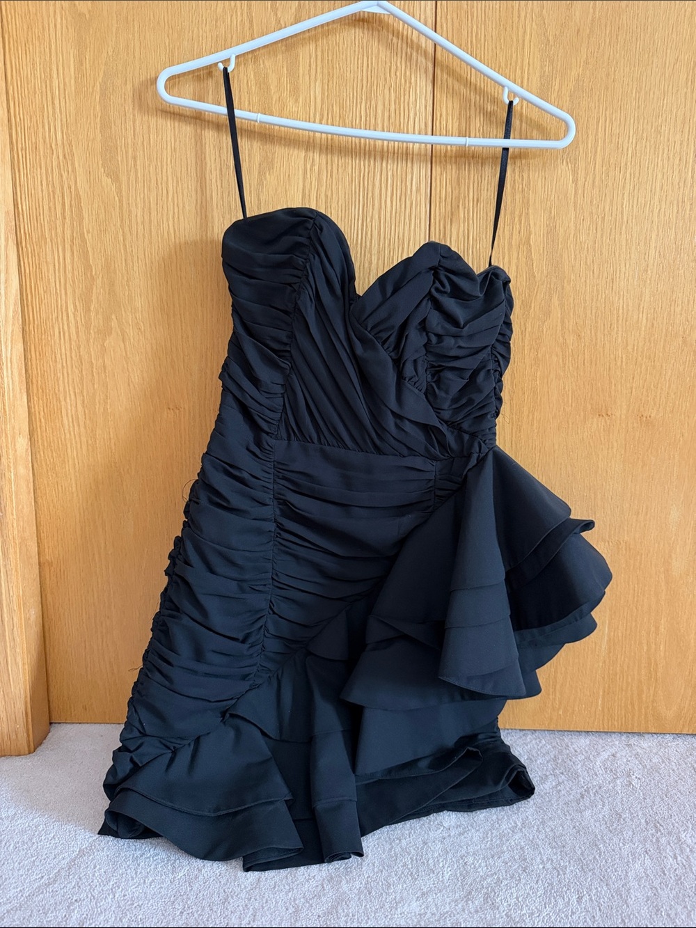 Black Ruffled Strapless Cocktail Dress - Picture 1 of 1